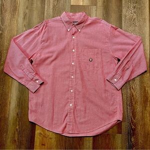 CHAPS Ralph‎ Lauren Men's L RED Checked Long Sleeve Button-Down Shirt CREST LOGO